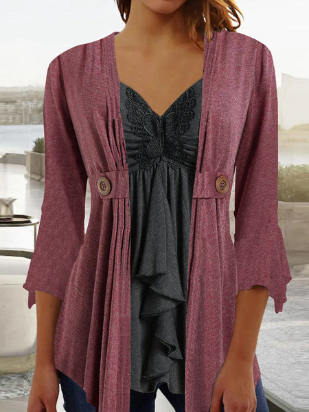 

V Neck Casual Regular Fit Plain Top, Multicolor, Shirts & Blouses