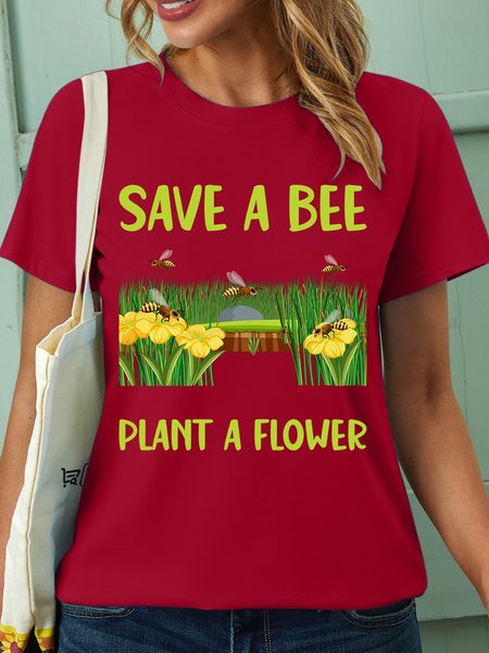 

Lilicloth X Jessanjony Save A Bee Plant A Flower Women's T-Shirt, Red, T-shirts