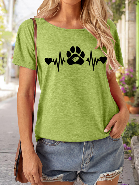 

Lilicloth X Jessanjony Animal Lover Heart Bit Paw Women's T-Shirt, Green, T-shirts