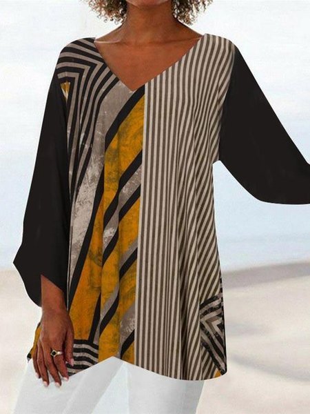 

Casual Loose V Neck Top, Multicolor, Shirts & Blouses