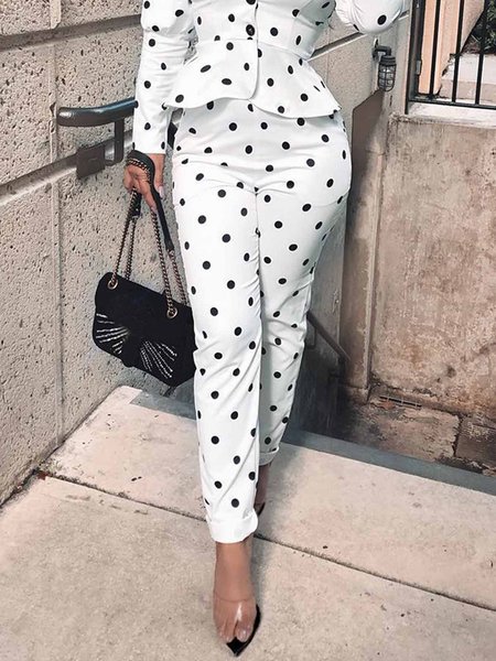 

Urban Polka Dots Regular Fit Fashion Pants, White, Pants