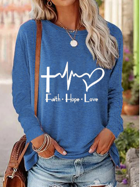 

Text Letters Regular Fit Casual T-Shirt, Blue, T-Shirts