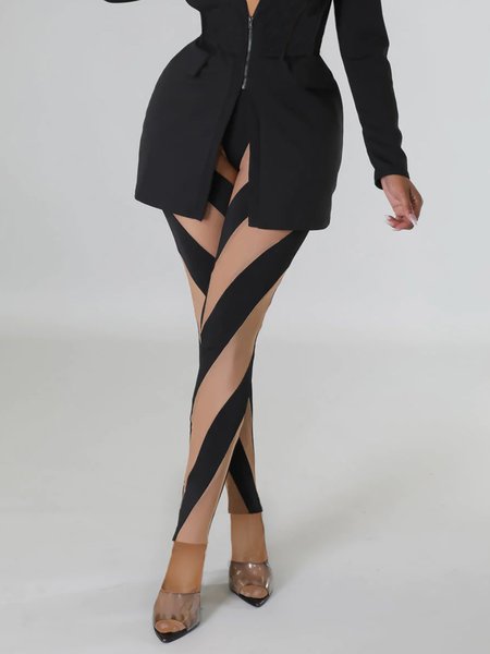 

Urban Geometric Tight Fashion Pants, Black-coffee, Pants