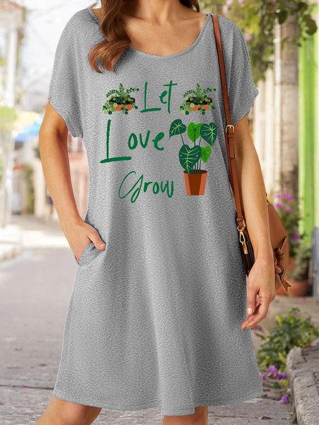 

Lilicloth X Jessanjony Plants Lover‘s Let Love Grow Women's V Neck Dress, Gray, Dresses