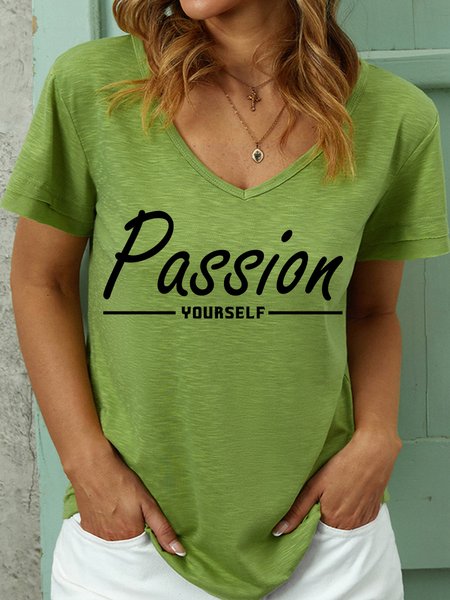 

Lilicloth X Zahra Passion Yourself Women's V Neck T-Shirt, Green, T-shirts