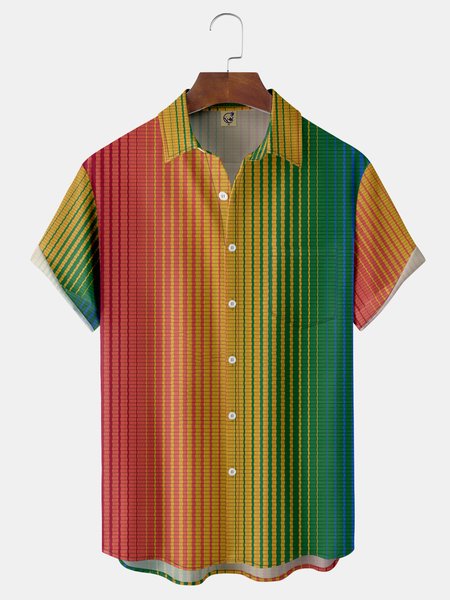

Cinco de Mayo Stripe Chest Pocket Short Sleeve Casual Shirt, Red, Men Shirts
