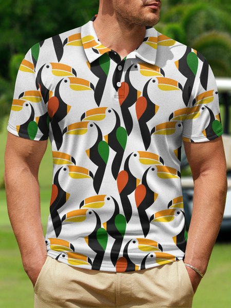 

Toucan Button Short Sleeve Golf Polo Shirt, White, Polo Shirts