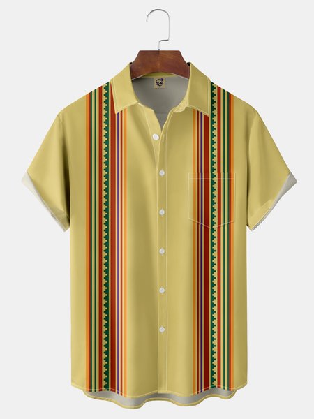 

Cinco de Mayo Chest Pocket Short Sleeve Casual Shirt, Yellow, Men Shirts