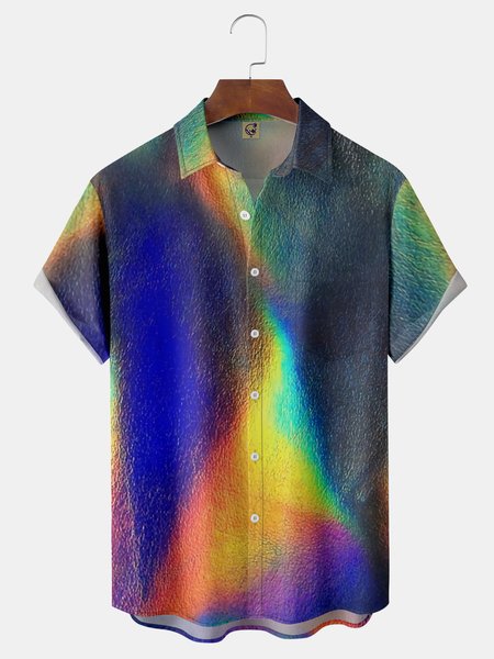 

Metallic Luster Chest Pocket Short Sleeve Shirt, Gray, Men Shirts