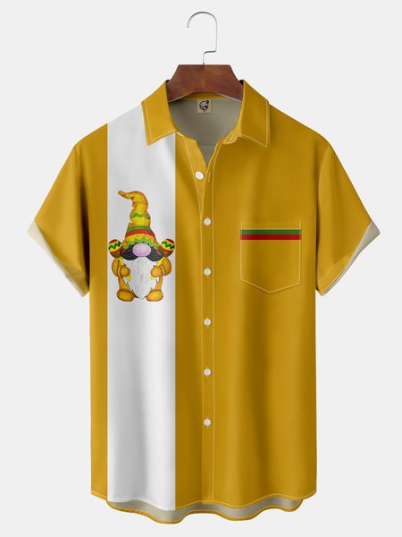 

Cinco de Mayo Chest Pocket Short Sleeve Casual Shirt, Yellow, Men Shirts