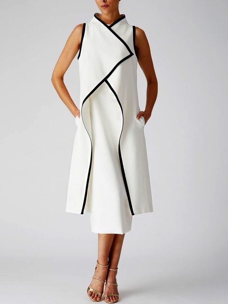 

Color Block Loose Simple Two-Piece Set, White, Two-piece Set