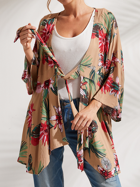 

Boho Others Loose Floral Other Coat, Multicolor, Cardigans