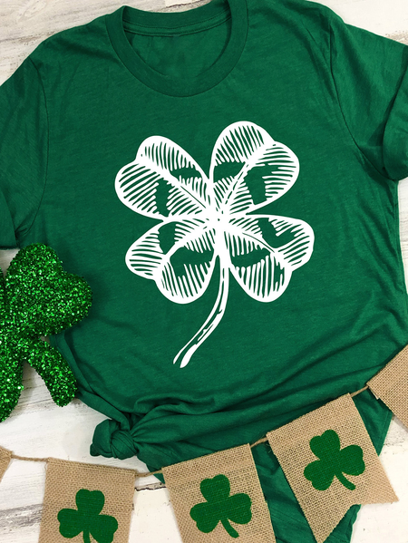 

St. Patrick's Day Crew Neck Casual T-Shirt, Green, T-Shirts