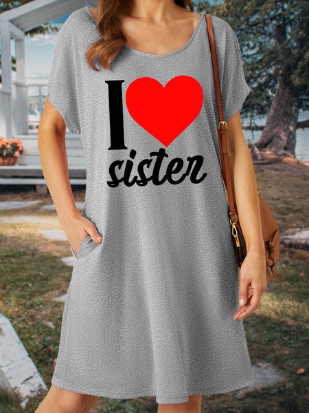 

Lilicloth X Zahra I Heart Sister Women's V Neck Dress, Gray, Dresses