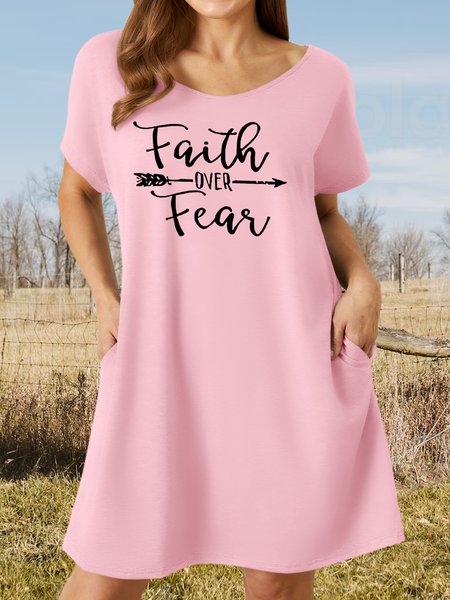 

Women's Faith Over Fear Casual Dress, Pink, Dresses
