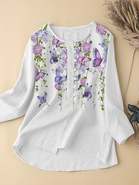 

Butterfly Loose Shirt Collar Blouse, White, Shirts & Blouses