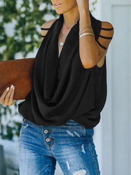 

Elegant Regular Fit Plain Blouse, Black, Blouses and Shirts