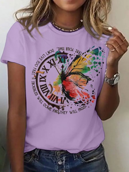 

Women's Take Your Time Cotton Casual T-Shirt, Purple, T-shirts