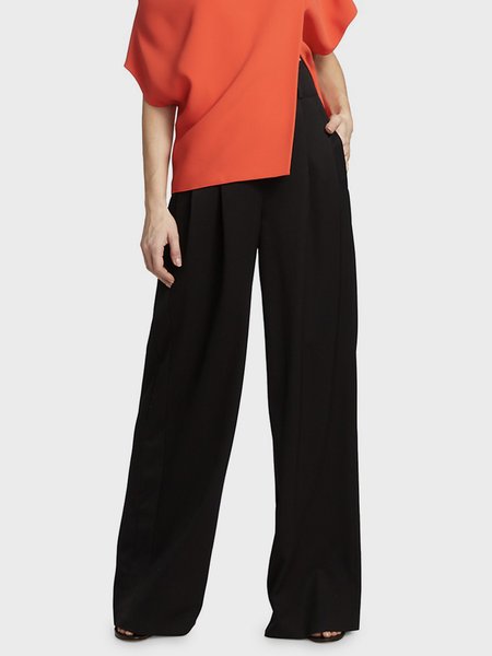 

Daily Regular Fit Plain Elegant Fashion Pants, Black, Pants