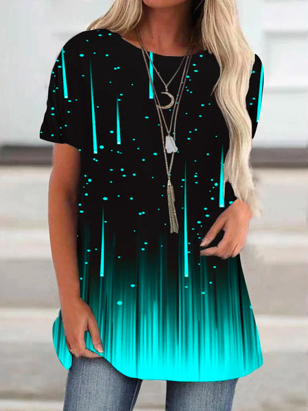 

Boho Ombre Loose Crew Neck Top, Green, Shirts & Blouses