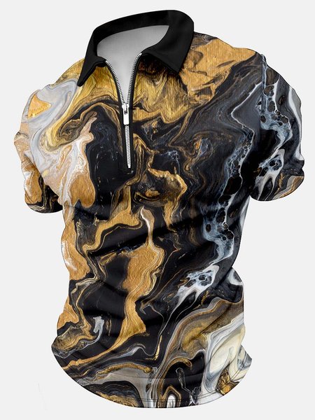 

Men’s Texture Pattern Casual Abstract Polo Shirt, As picture, T-shirts