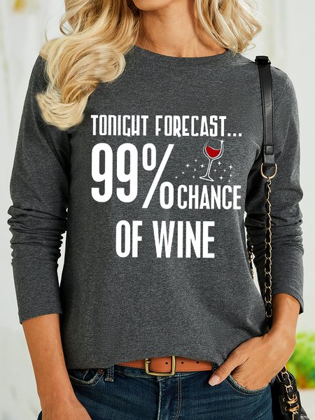 

Lilicloth X Y Tonight Forecast 99% Change Of Wine Women's Long Sleeve T-Shirt, Gray, Long sleeves