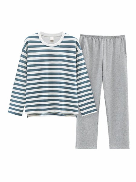 

Cozy Cotton Stripe Printed Padded Loungewear Set Plus Size, Color10, Loungewear & Sleepwear