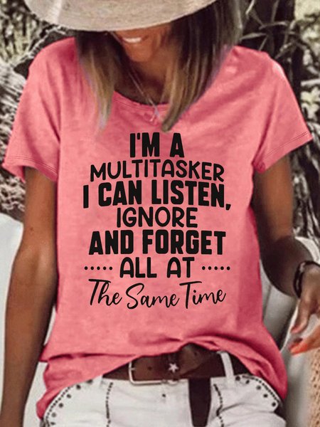 

Women's I Am A Multitasker Casual Crew Neck T-Shirt, Red, T-shirts