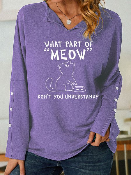 

Lilicloth X Y What Part Of Meow Don't You Understand Women's Shawl Collar Sweatshirt, Purple, Hoodies&Sweatshirts