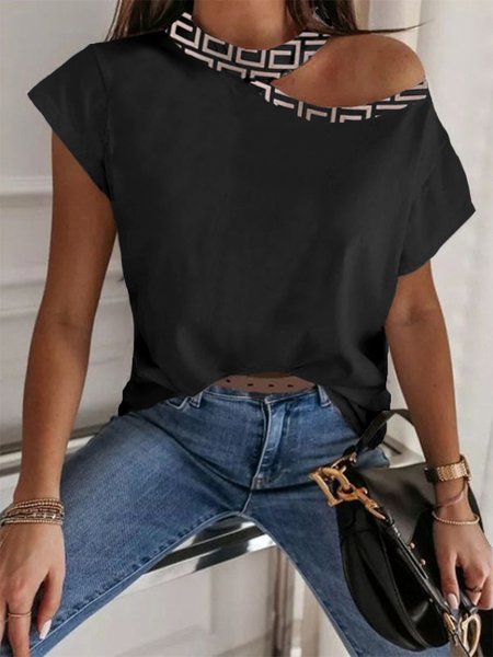 

Regular Fit Casua Geometric T-Shirt, Black, Tees