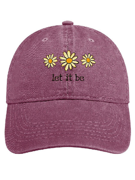 

Let It Be Daisy Adjustable Denim Hat, Red, Hats
