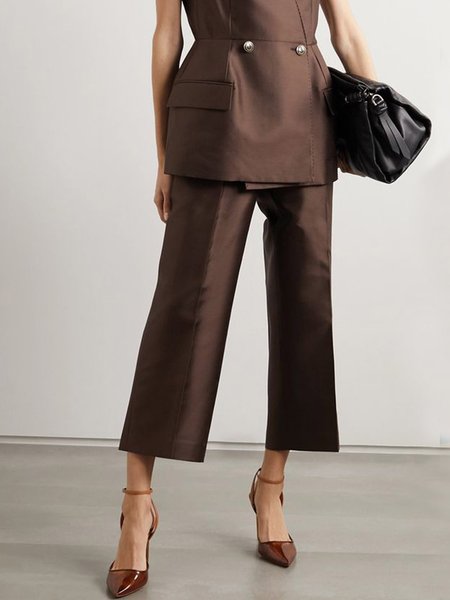 

Plain Urban Fashion Straight Pants, Brown, Pants