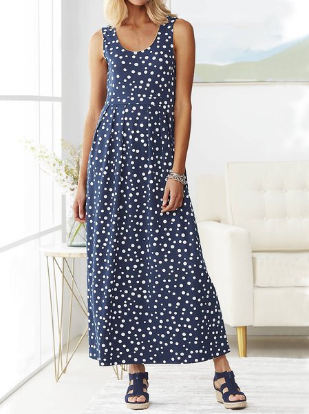 

Crew Neck Casual Loose Polka Dots Dress, Dark blue, Dresses