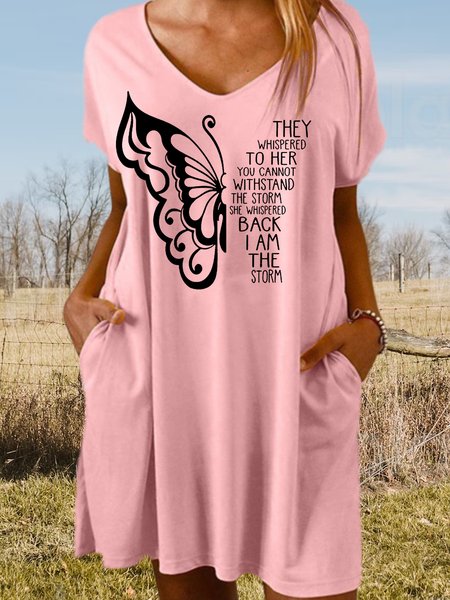 

Women's They Whispered To Her Butterfly Casual Dress, Pink, Dresses