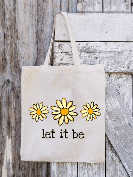 

Let It Be Casual Shopping Tote, White, Bags