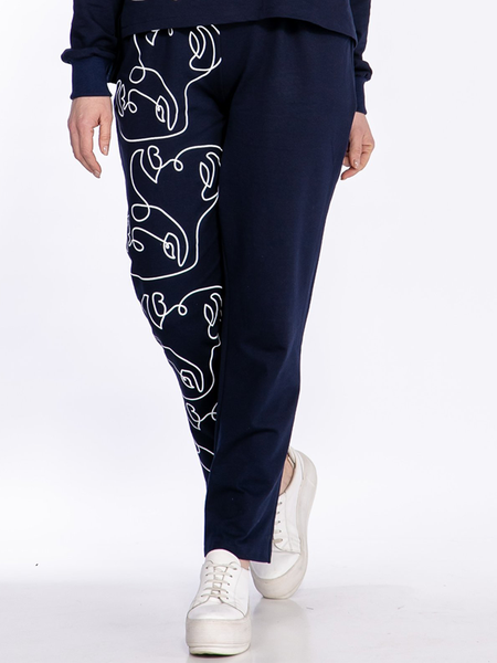 

Geometric Regular Fit Elegant Sweatpants & Joggers, Dark blue, Pants