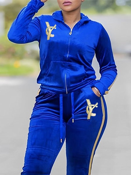 

Casual Text Letters Long Sleeve Sweatshirt, Blue, Hoodies and Sweatshirts