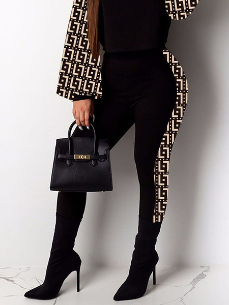 

High Elasticity Casual Tight Long Pants, Black, Pants
