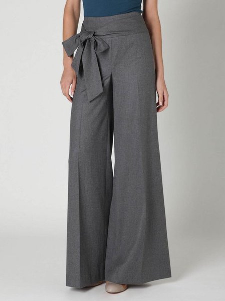 

Casual Plain Regular Fit Fashion Pants, Gray, Pants