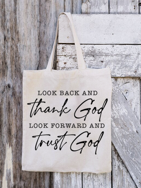 

Women's Look Back & Thank God Shopping Tote, White, Bags