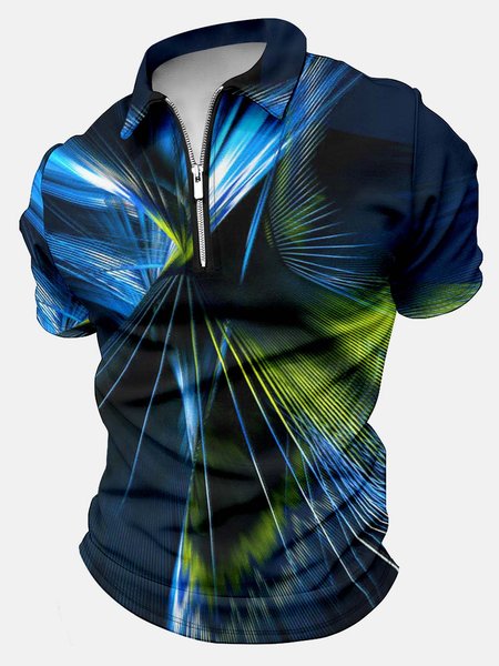Men’s Abstract Art Pattern Polo Collar Abstract Casual Regular Fit Polo Shirt, As picture, T-shirts