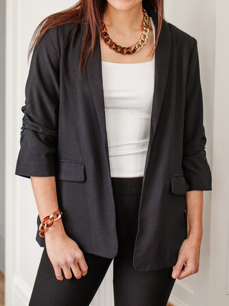 

Plain Regular Fit Shawl Collar Urban Blazer, Black, Blazers