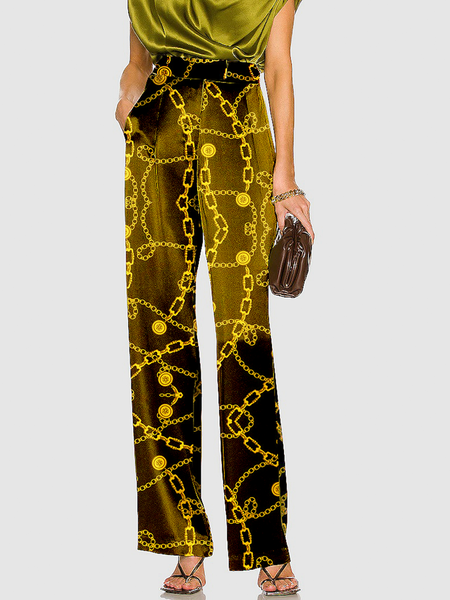 

Regular Fit Paisley Urban Fashion Long Straight Pants, As picture, Pants