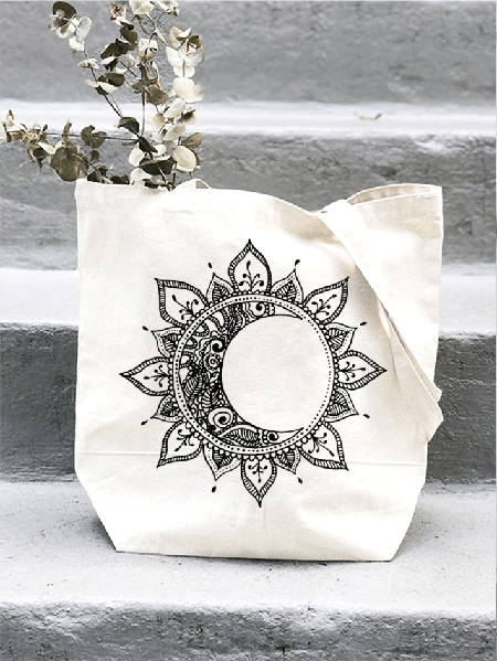 

Women's Mandala Sun And Moon Shopping Tote, White, Bags