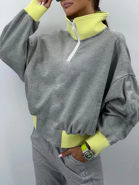 Text Letters Regular Fit Elegant Sweatshirt, Gray, Hoodies and Sweatshirts