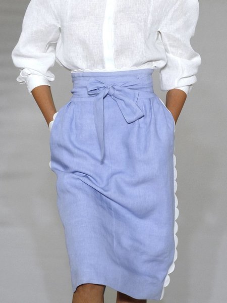 

Color Block Regular Fit Elegant Daily Color Block Skirt, Blue, Skirts