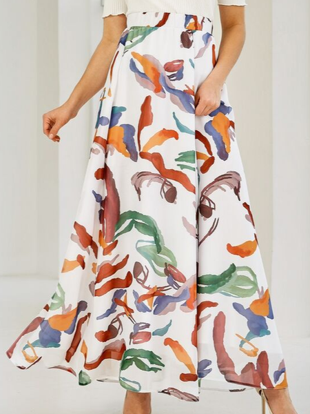 Abstract Casual Loose Skirt, Multicolor, Skirts