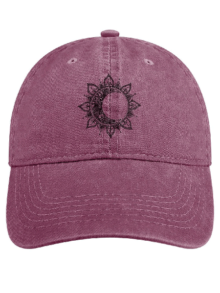 

Mandala Sun And Moon Adjustable Denim Hat, Red, Hats