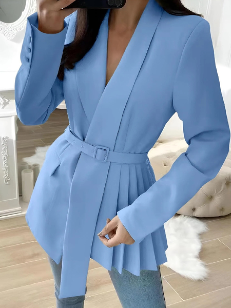 

Loose Urban Lapel Collar Long sleeve Blazer, Blue, Blazers