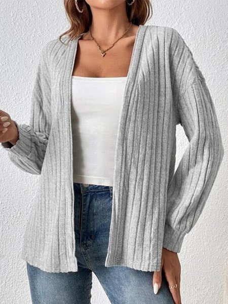 

Loose Wrap Plain Casual Kimono, Gray, Cardigans